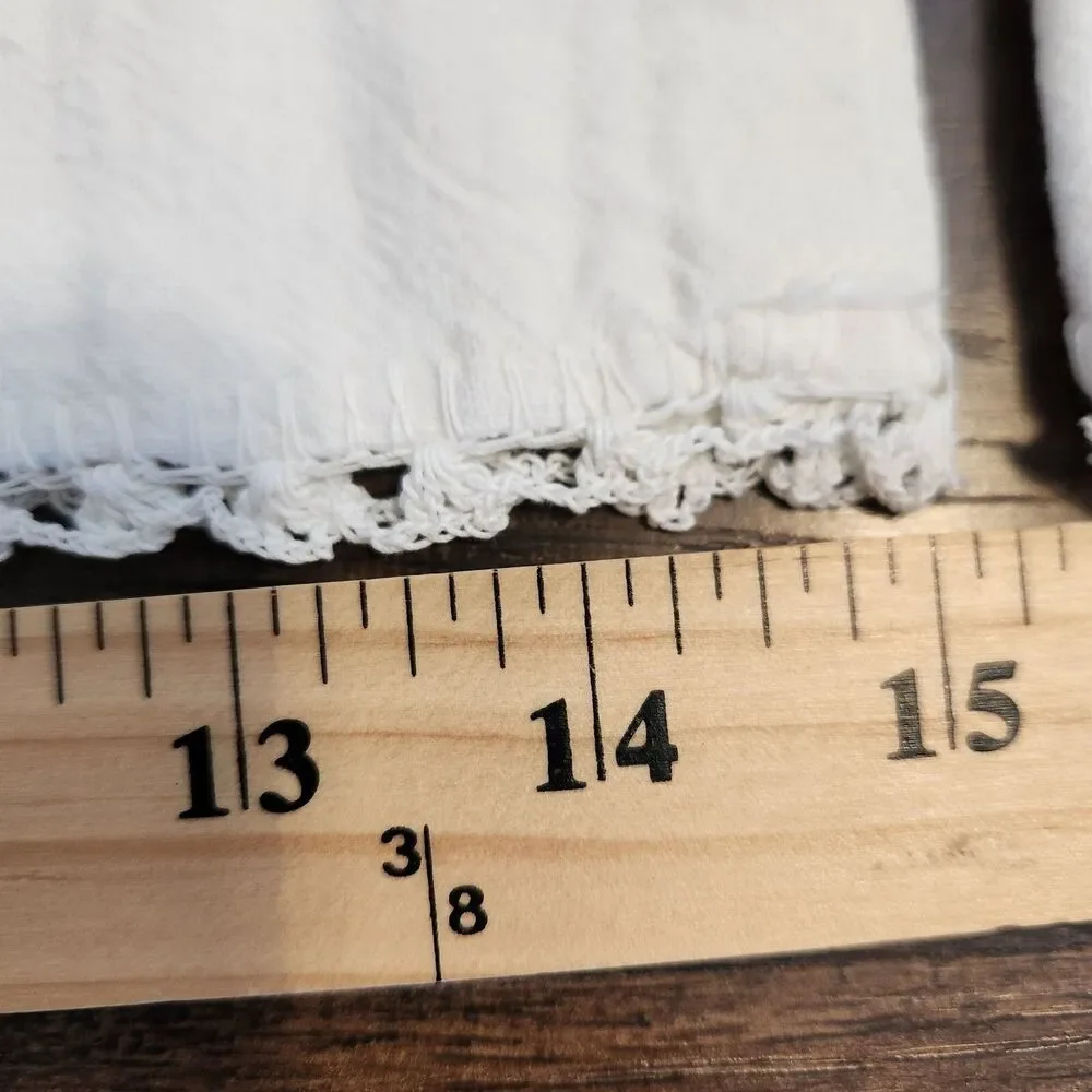 Vintage Pair Hand Embroidered Floral Crocheted Edges Pillowcases Cottagecore